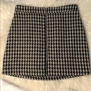 Express Houndstooth Wool Mini Skirt